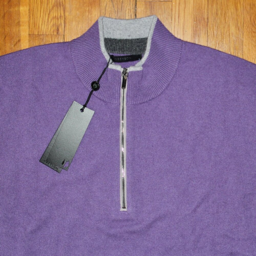 Greyson Clothiers Sebonack 1/4 Zip Golf Sweater Mens L Amalfi Wool Cashmere - Picture 2 of 5